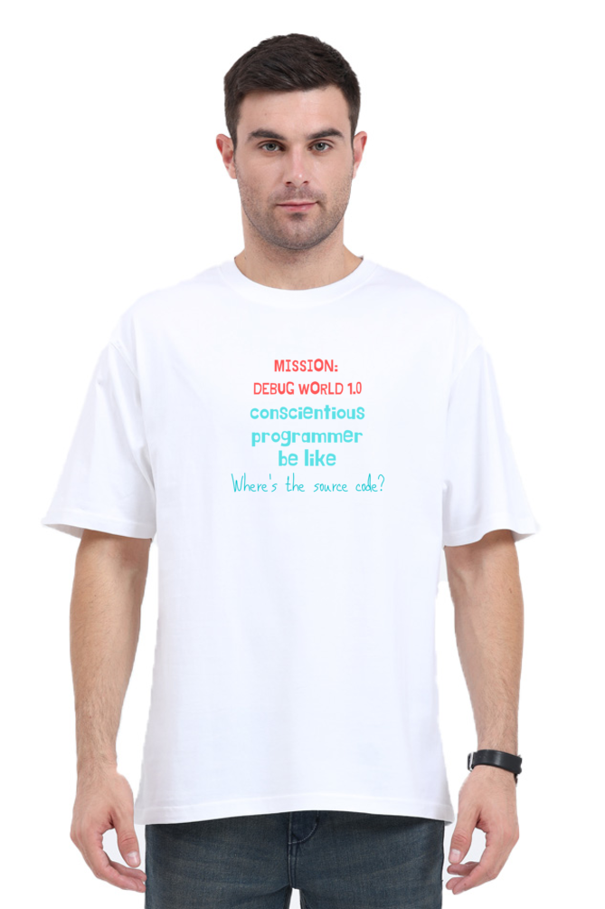 Mission Debug World - Men's Oversized T Shirt