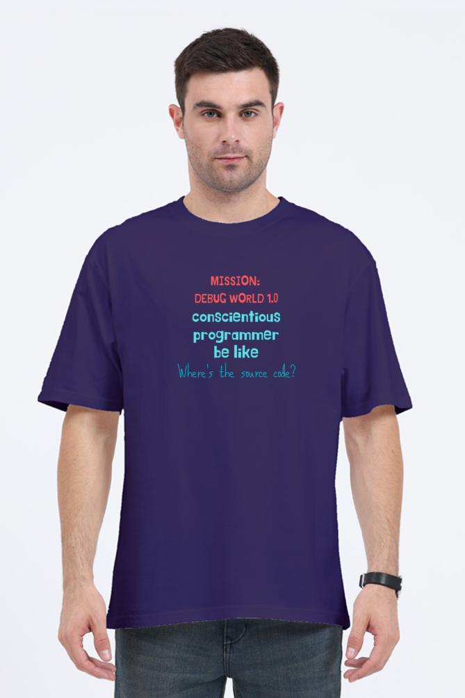 Mission Debug World - Men's Oversized T Shirt