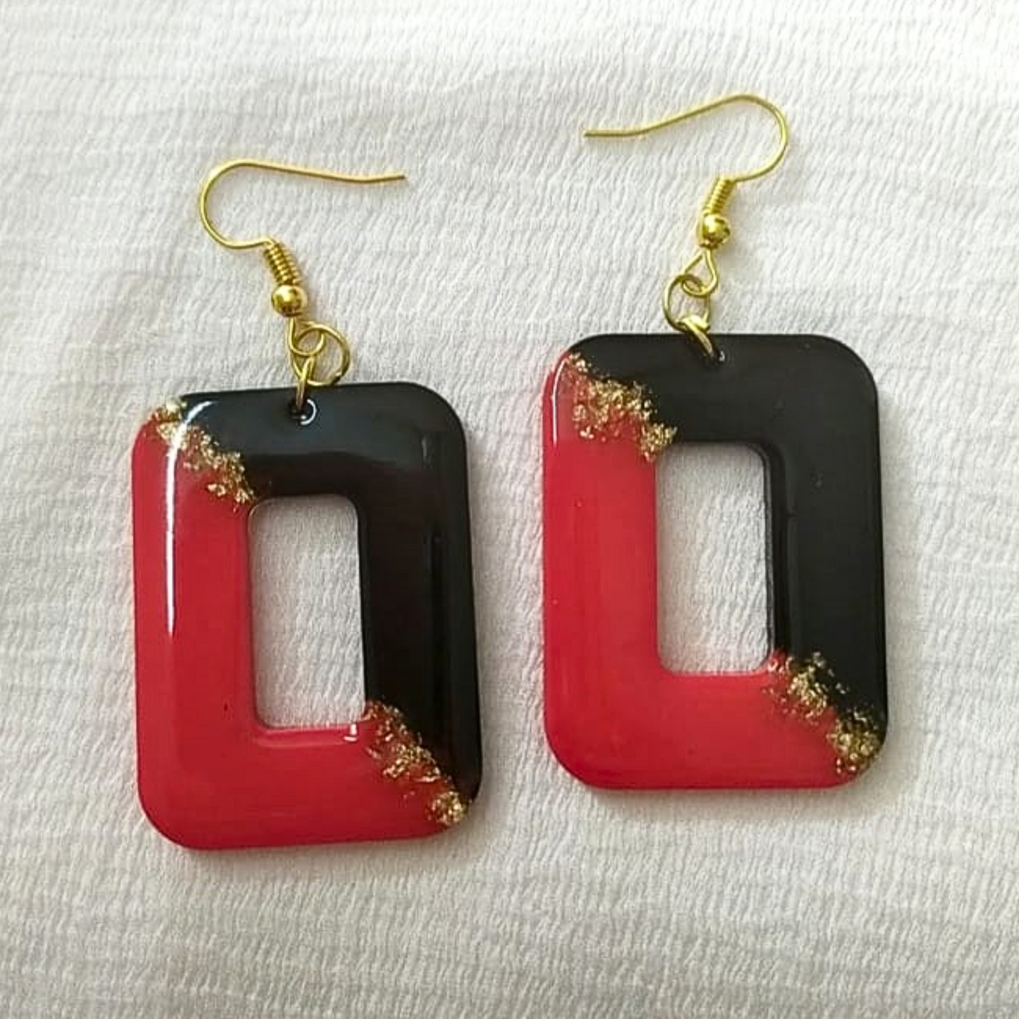 Noir & Crimson Glam - Resin Ear Rings