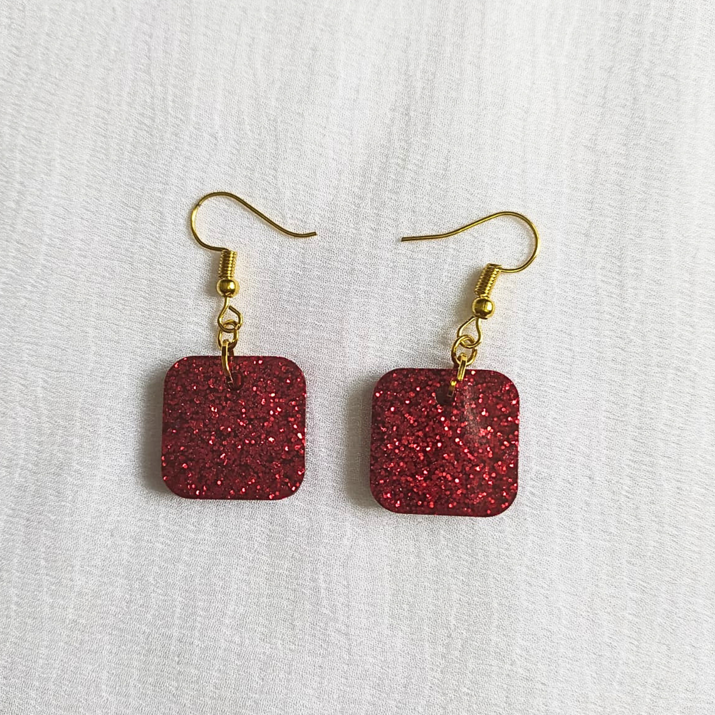 Scarlet Sparkle - Resin Earrings