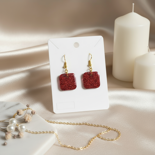 Scarlet Sparkle - Resin Earrings