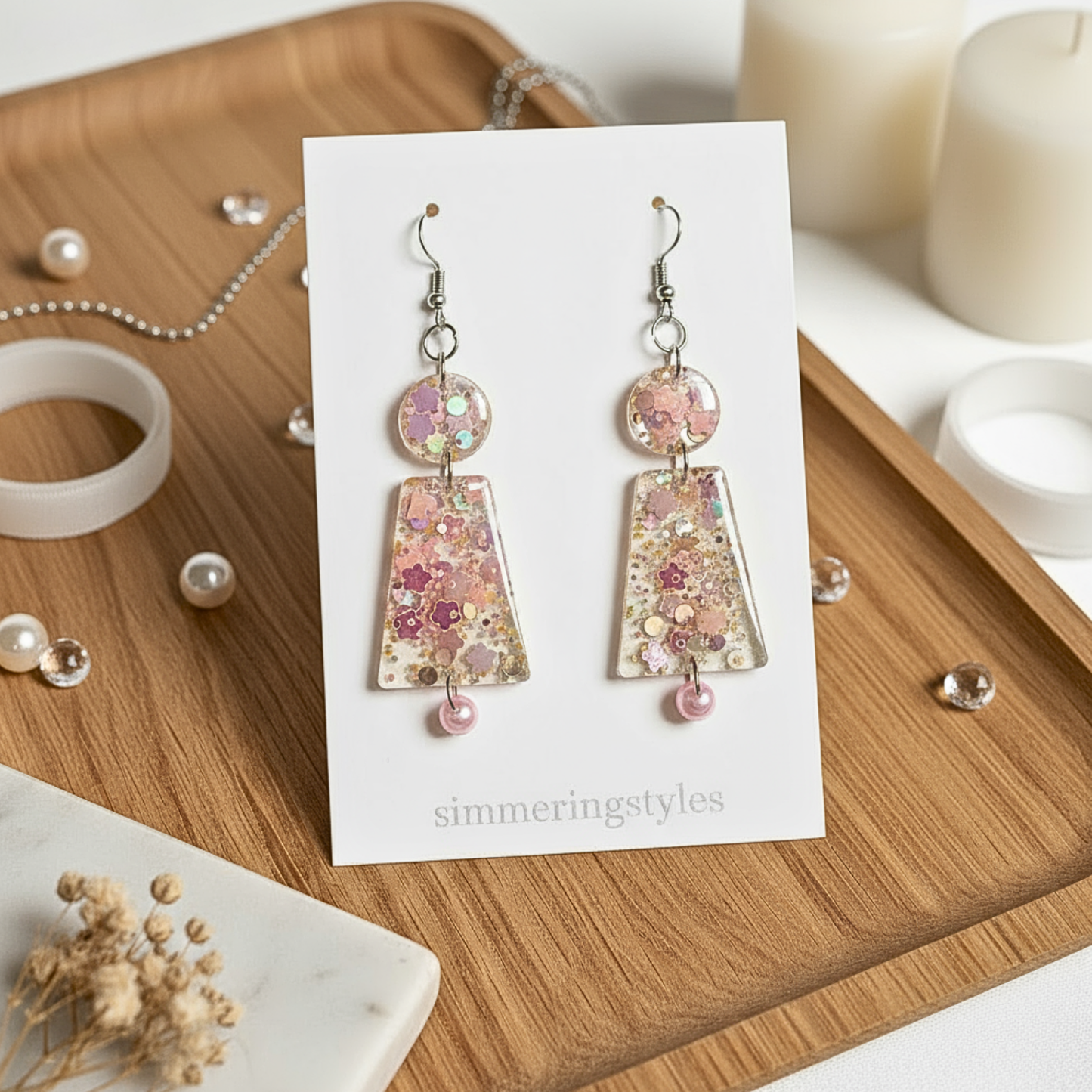 Peach Bloom - Resin Earrings