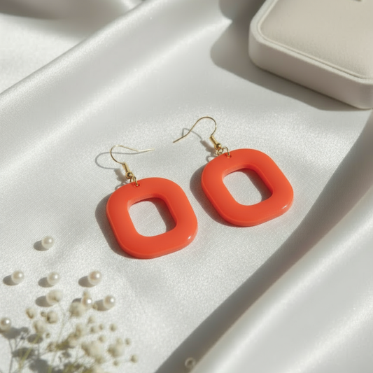 Orange Elegance - Resin Earrings