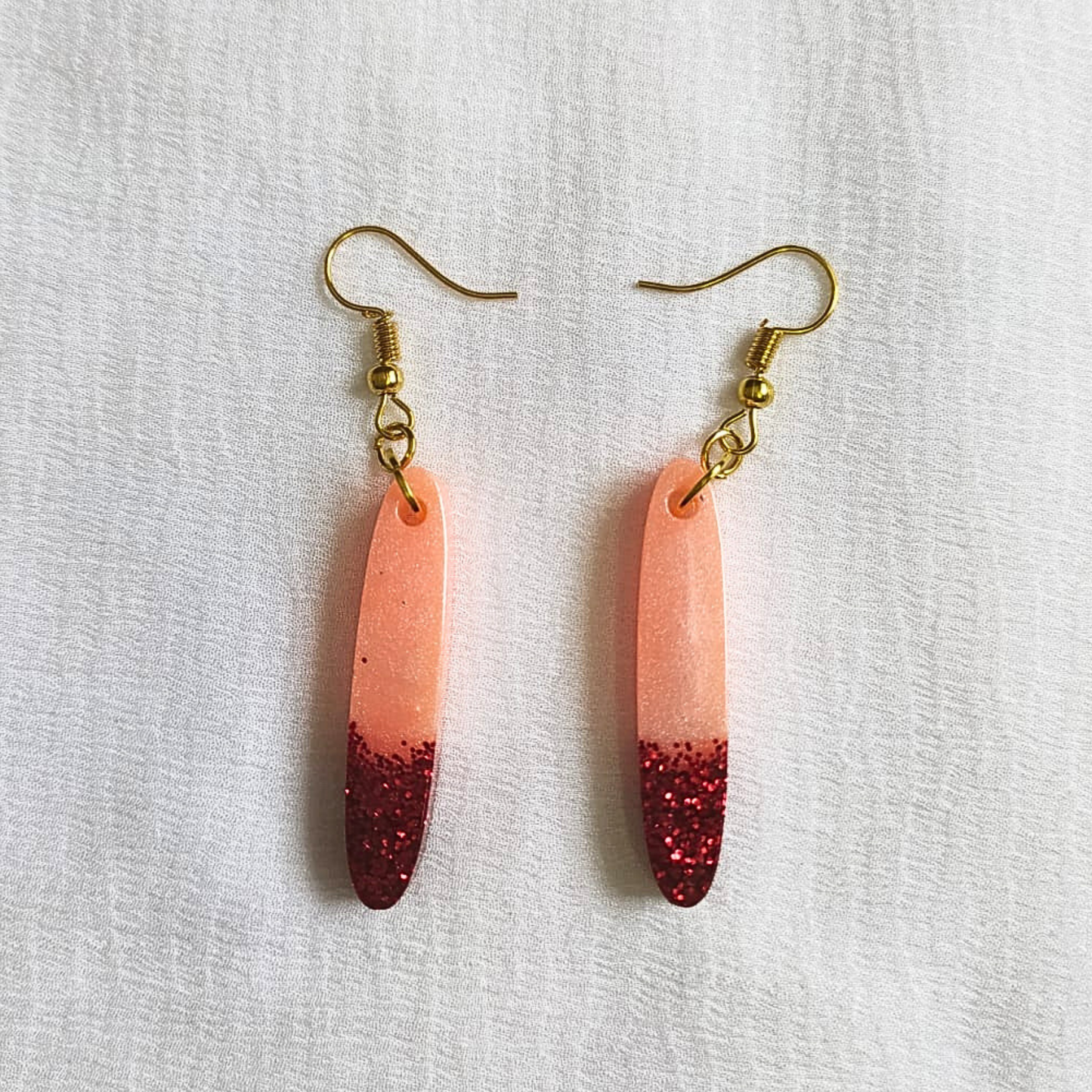 Peach Glow Sparkle - Resin Earrings