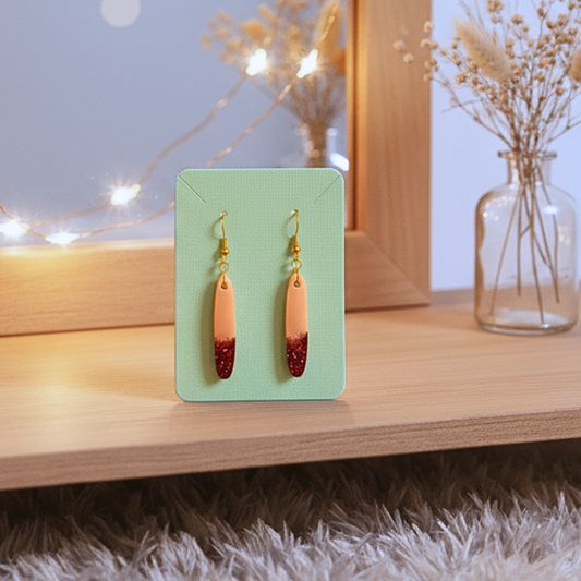 Peach Glow Sparkle - Resin Earrings