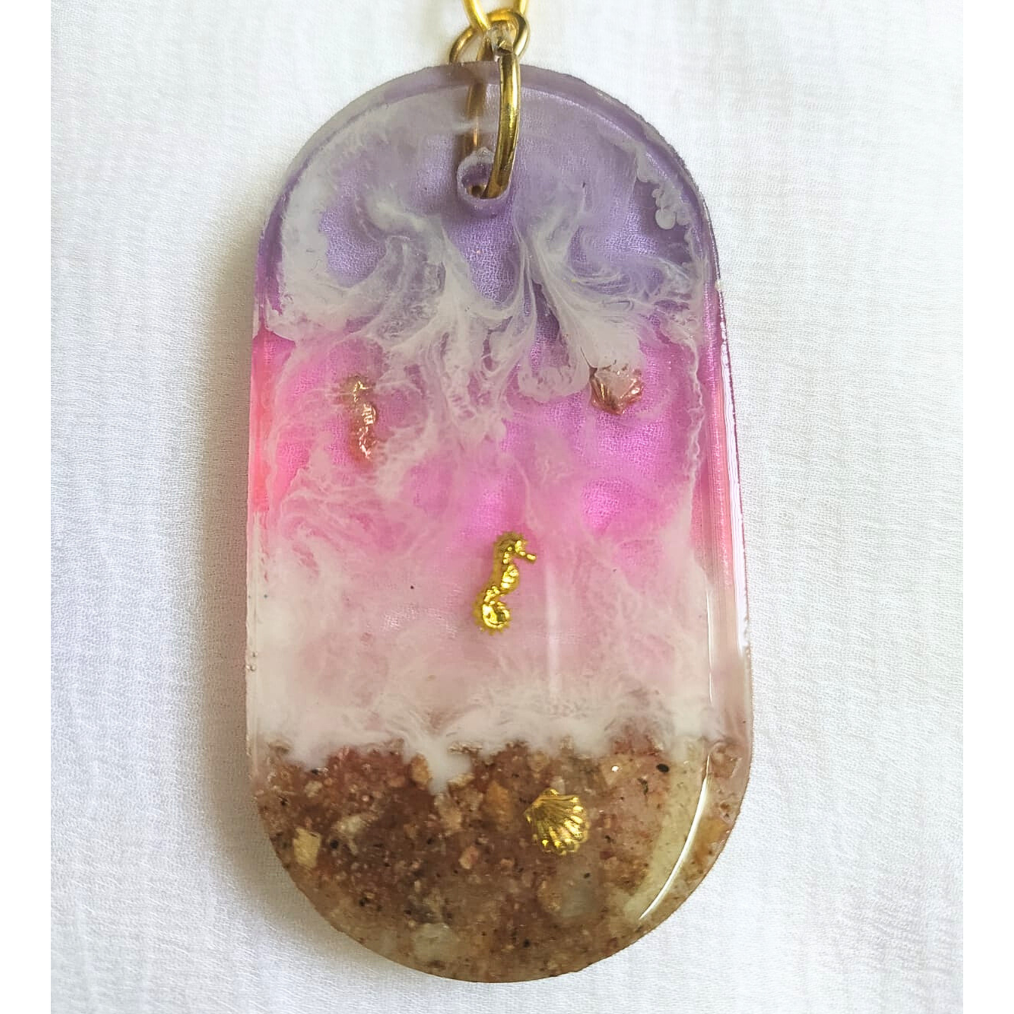 Pink Twilight Shore - Resin Keychain