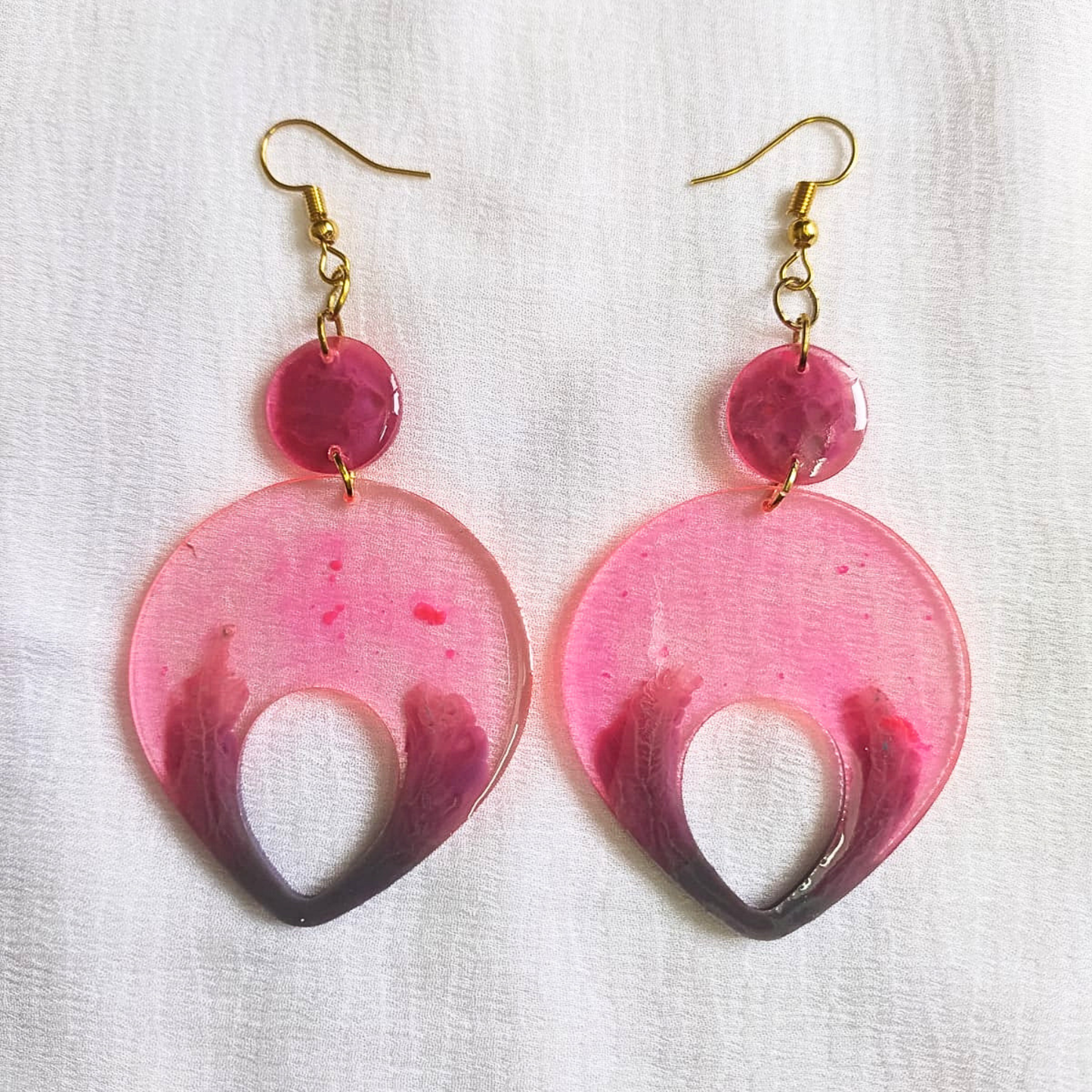 Pink Aurora - Resin Earrings