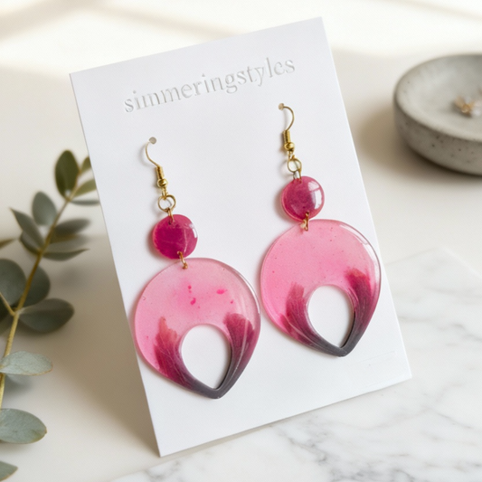 Pink Aurora - Resin Earrings