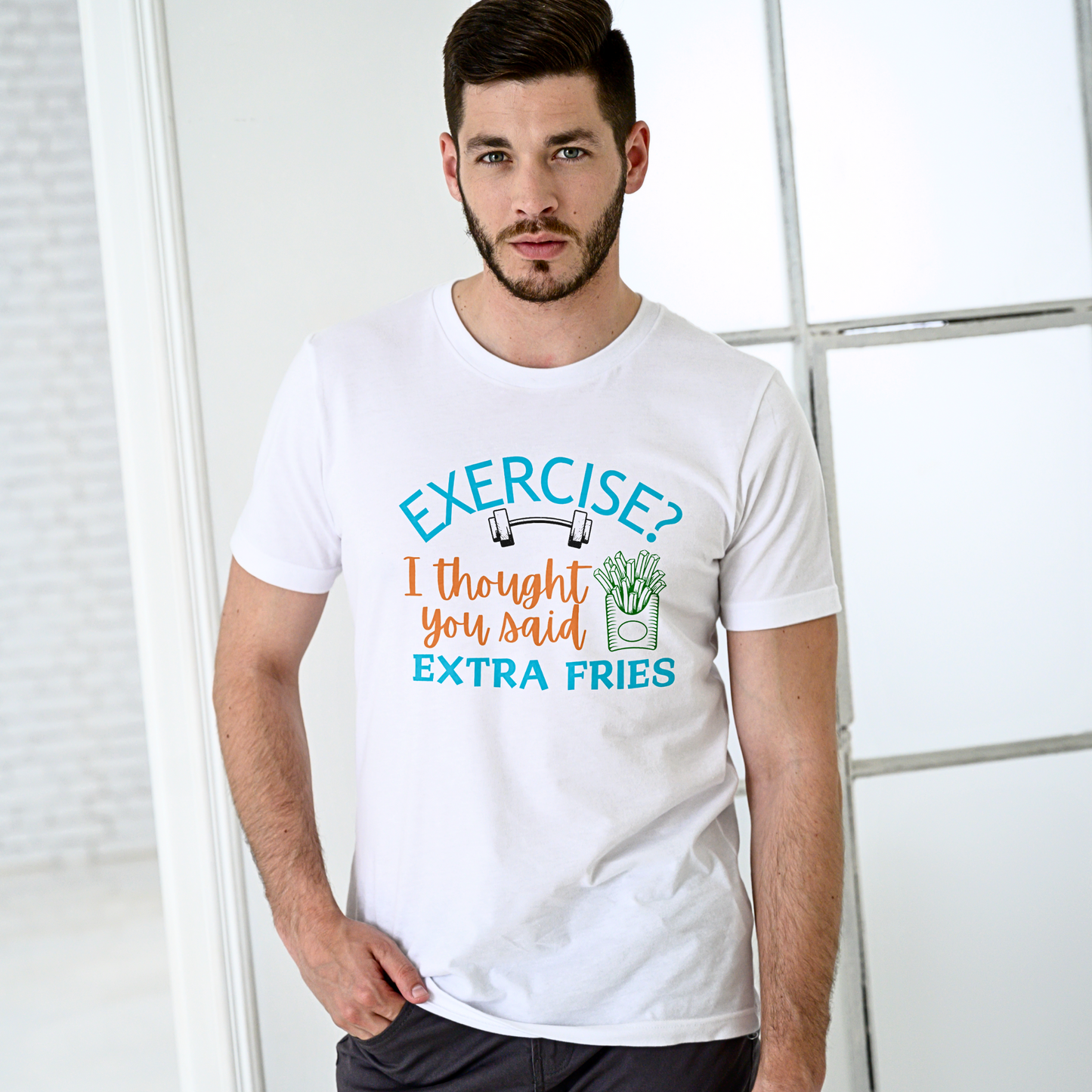 Exercise? I Thought You Said Extra Fries - Unisex Supima T Shirt