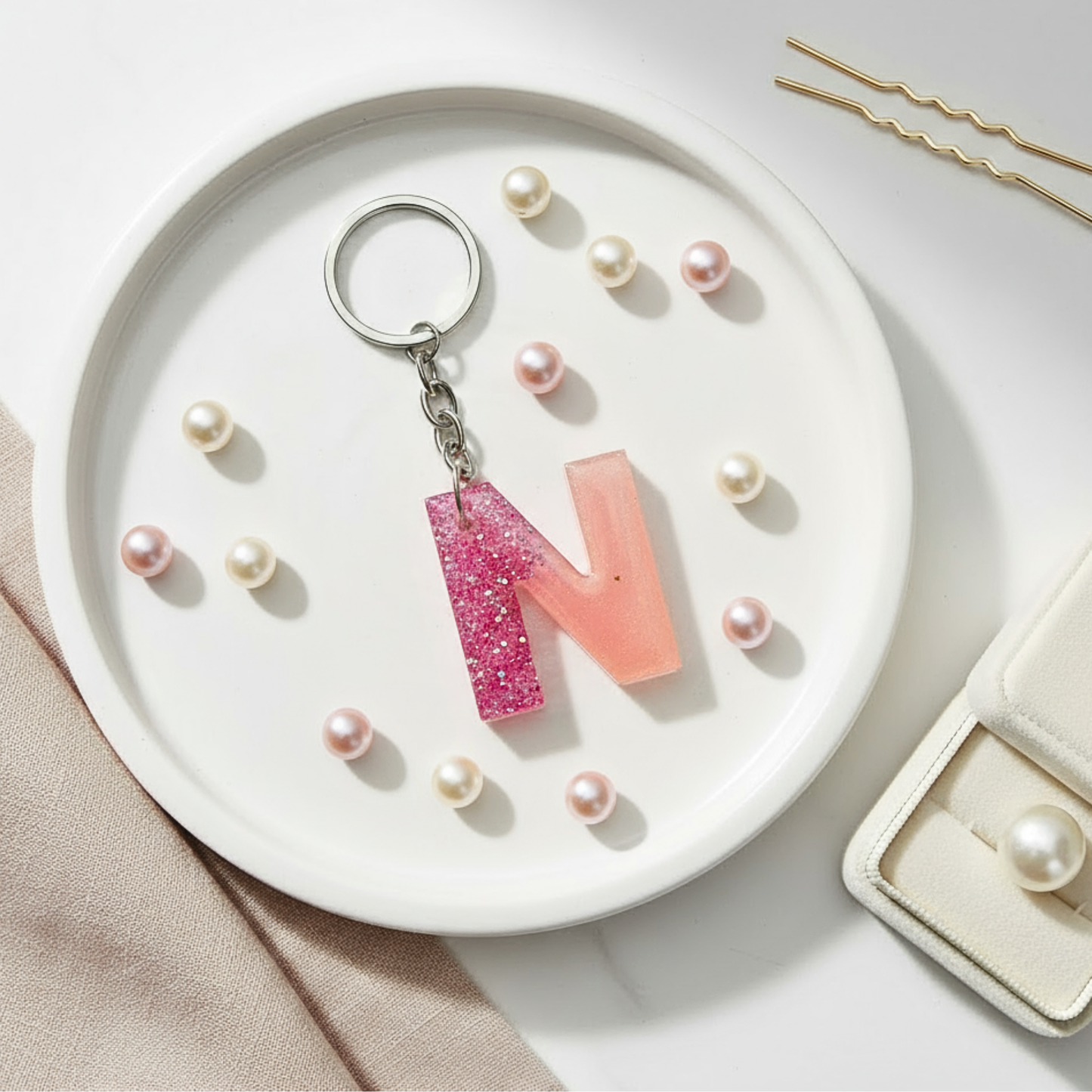Alphabet N - Resin Keychain