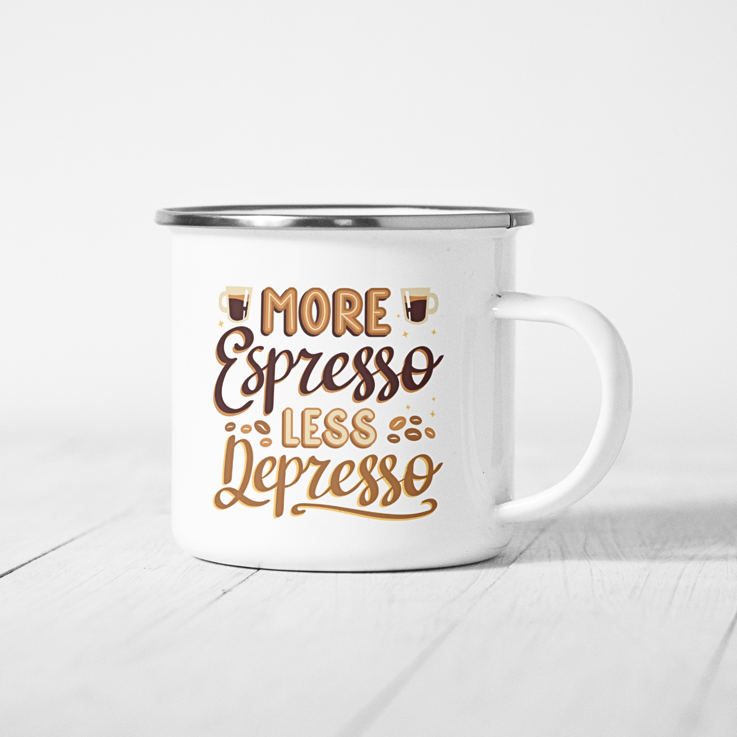 More Espresso Less Depresso - Enamel Mug