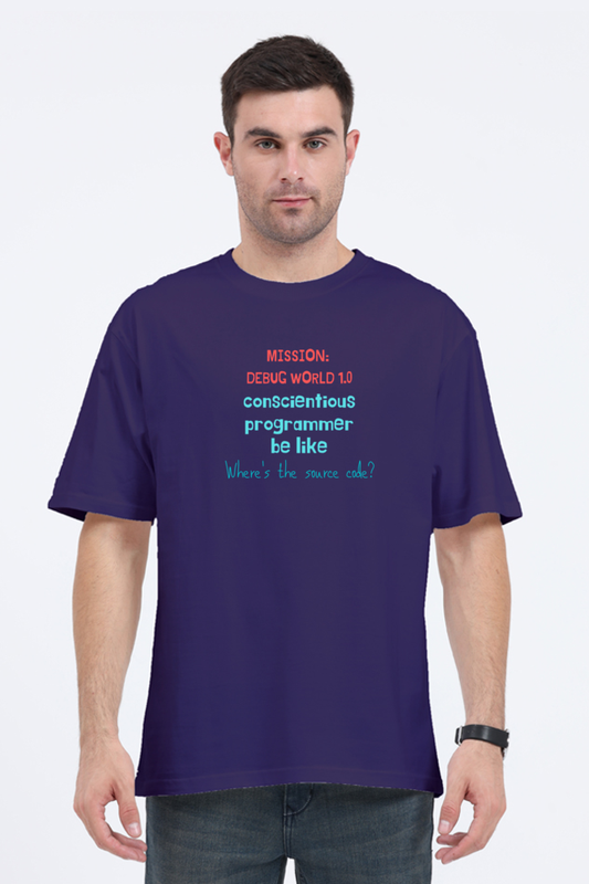 Mission Debug World - Men's Oversized T Shirt