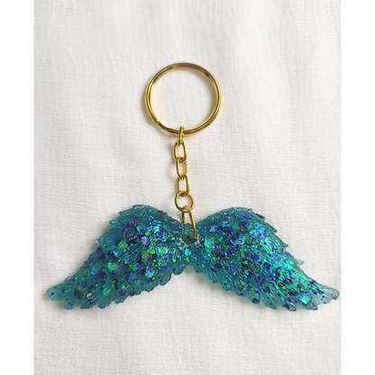 Aqua Angel Wings Resin Keychain/Wall Hanging