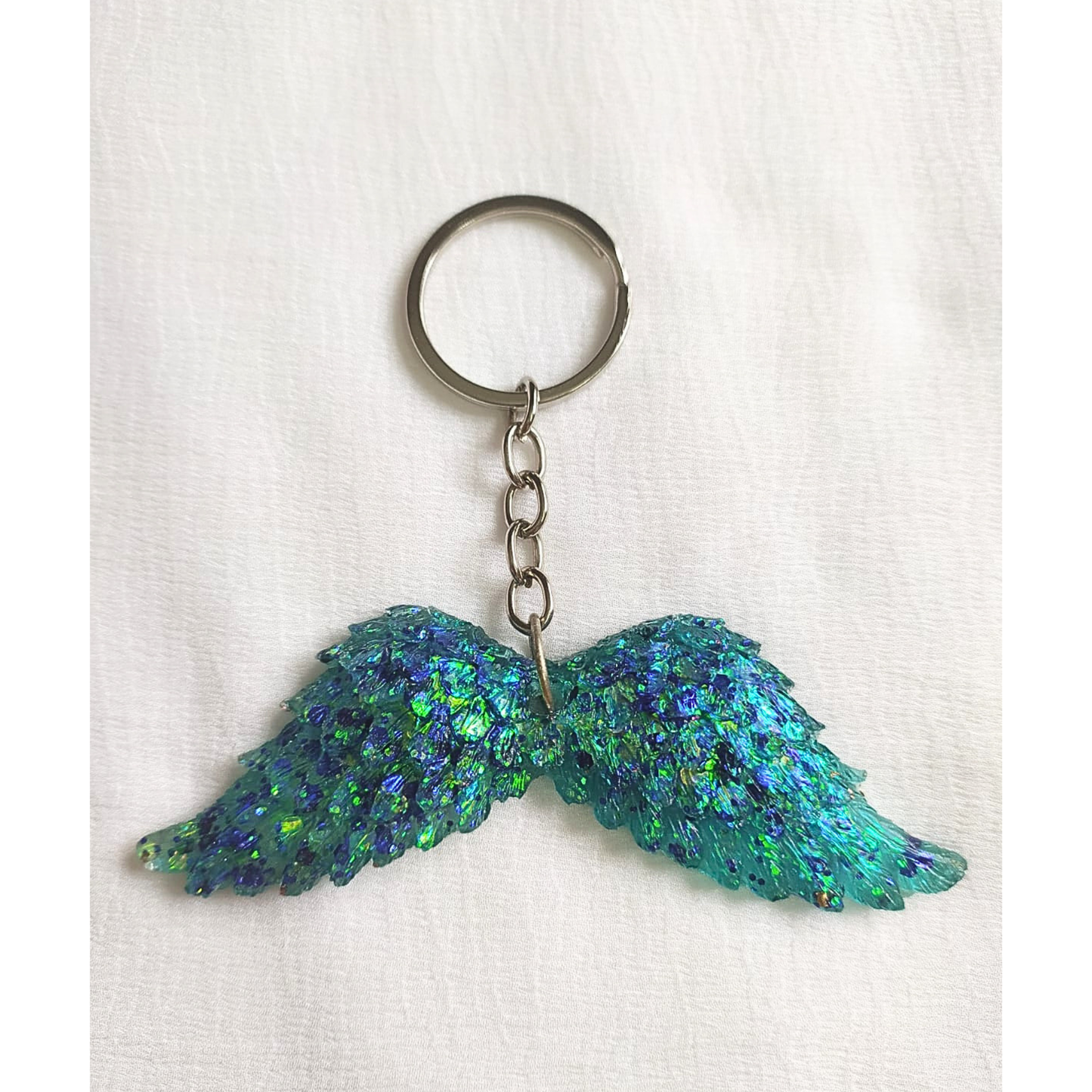 Aqua Angel Wings Resin Keychain/Wall Hanging
