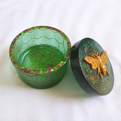 Emerald Hive Resin Trinket Box | Jewellery Box | Storage Box