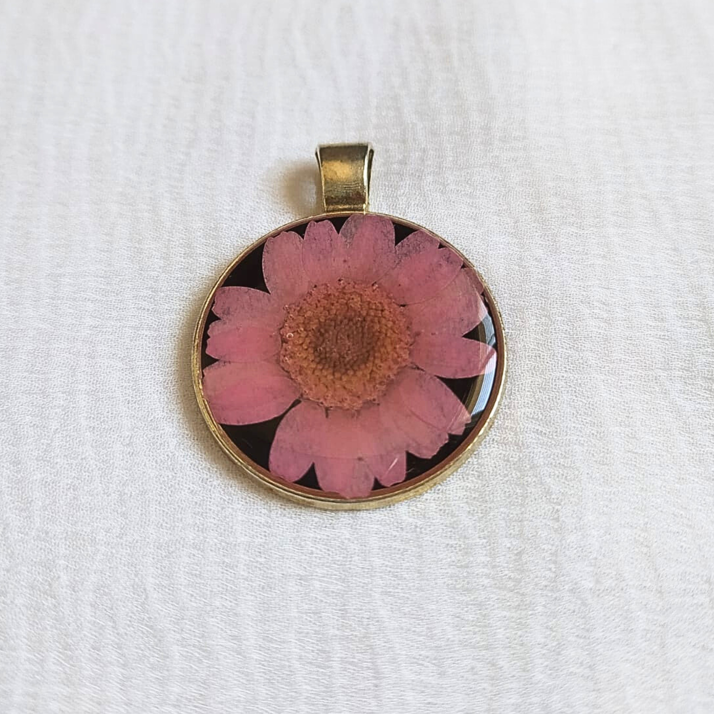 Pink Daisy Bloom Resin Pendant