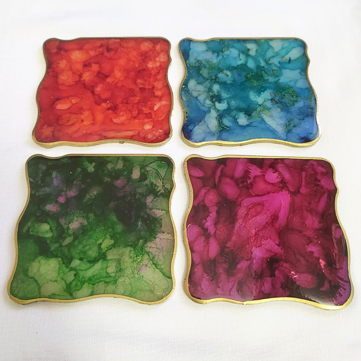 Colorburst Elegance Resin Coaster Set (Set of 4)