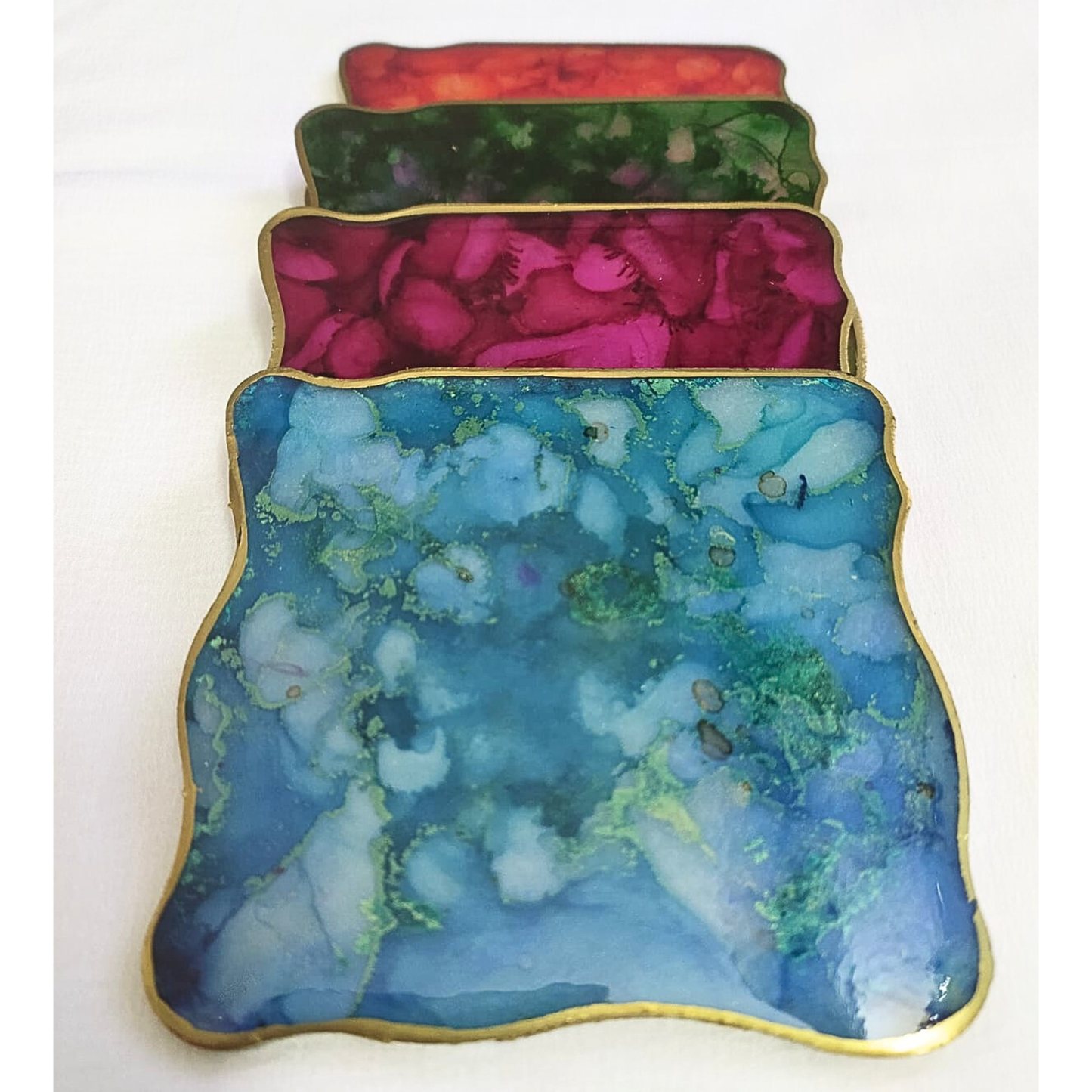 Colorburst Elegance Resin Coaster Set (Set of 4)