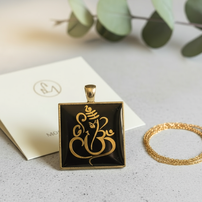 Golden Ganesha Charm Resin Pendant