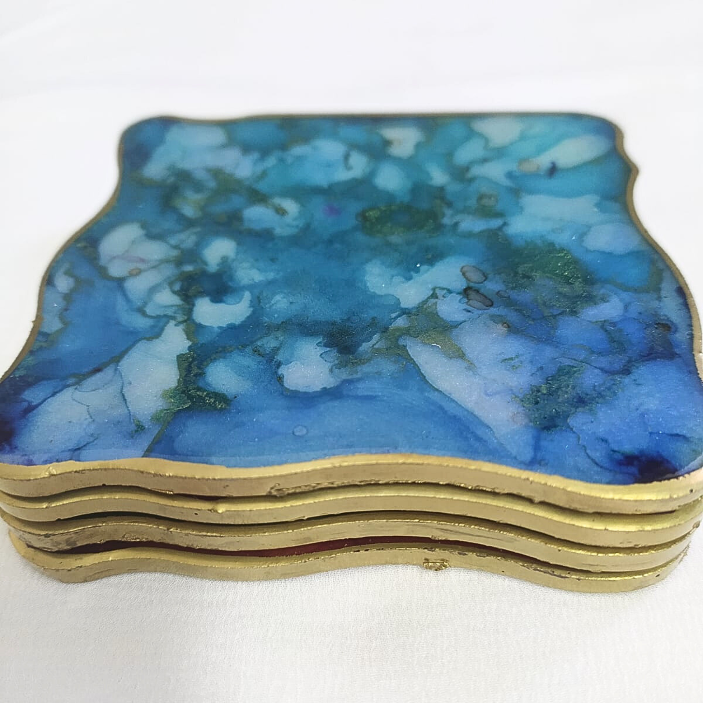 Colorburst Elegance Resin Coaster Set (Set of 4)