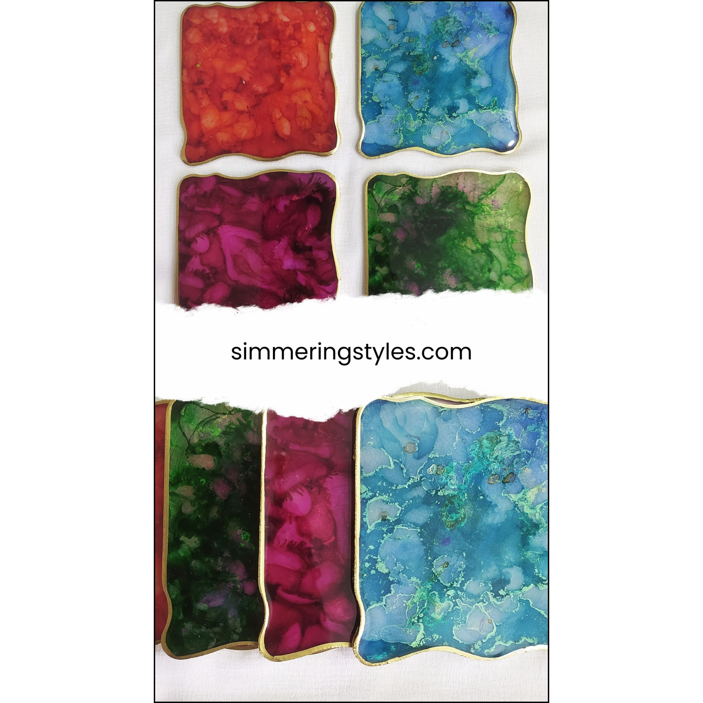 Colorburst Elegance Resin Coaster Set (Set of 4)