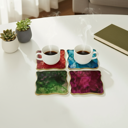 Colorburst Elegance Resin Coaster Set (Set of 4)