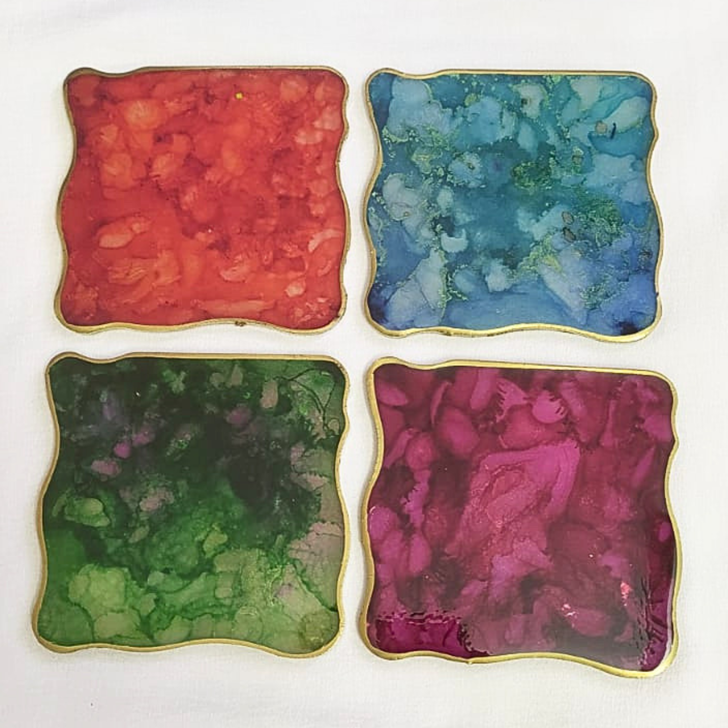 Colorburst Elegance Resin Coaster Set (Set of 4)