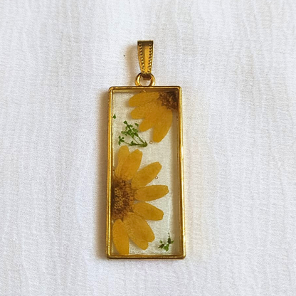 Yellow Daisy Resin Pendant
