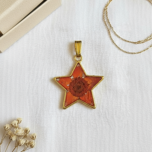 Orange Bloom Resin Pendant