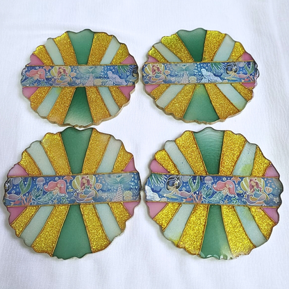 Mystic Mermaid Lagoon – Resin Coaster Set (Set of 4)