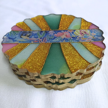 Mystic Mermaid Lagoon – Resin Coaster Set (Set of 4)