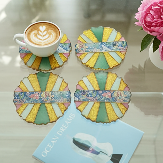 Mystic Mermaid Lagoon – Resin Coaster Set (Set of 4)