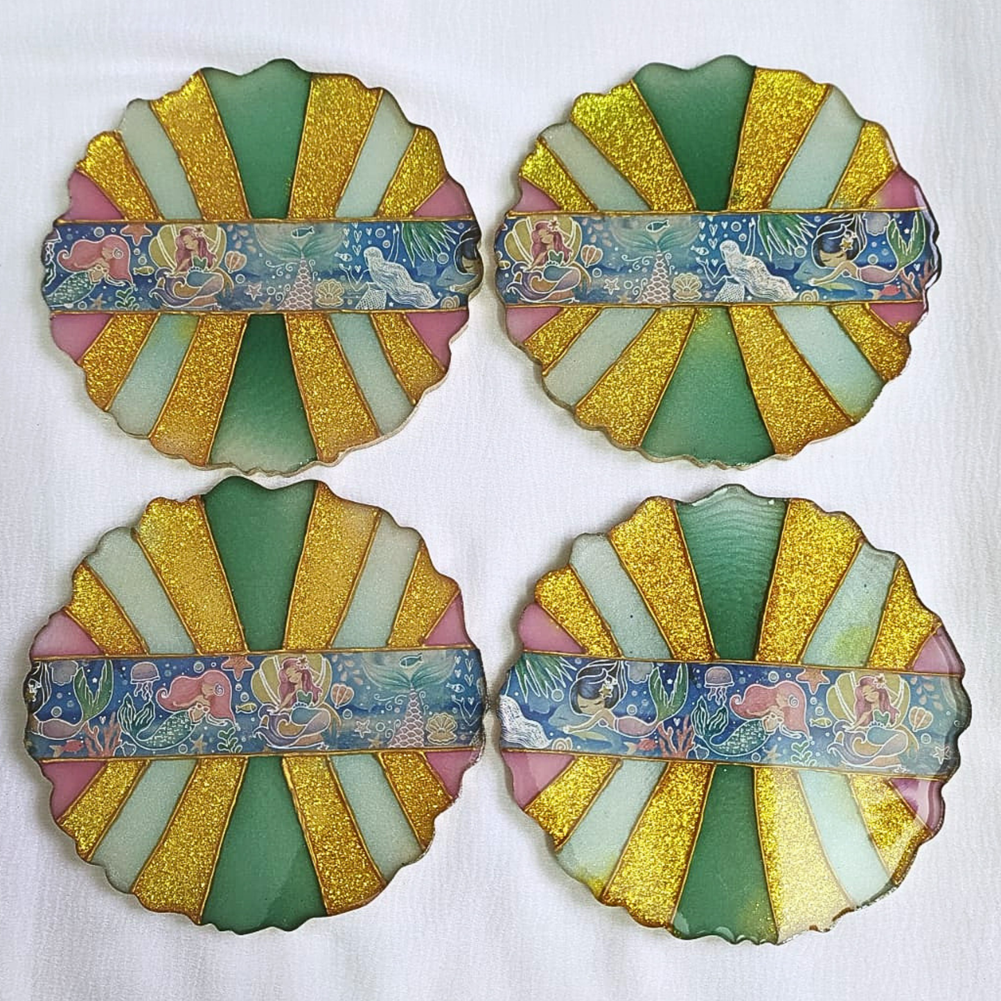 Mystic Mermaid Lagoon – Resin Coaster Set (Set of 4)