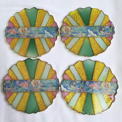 Mystic Mermaid Lagoon – Resin Coaster Set (Set of 4)