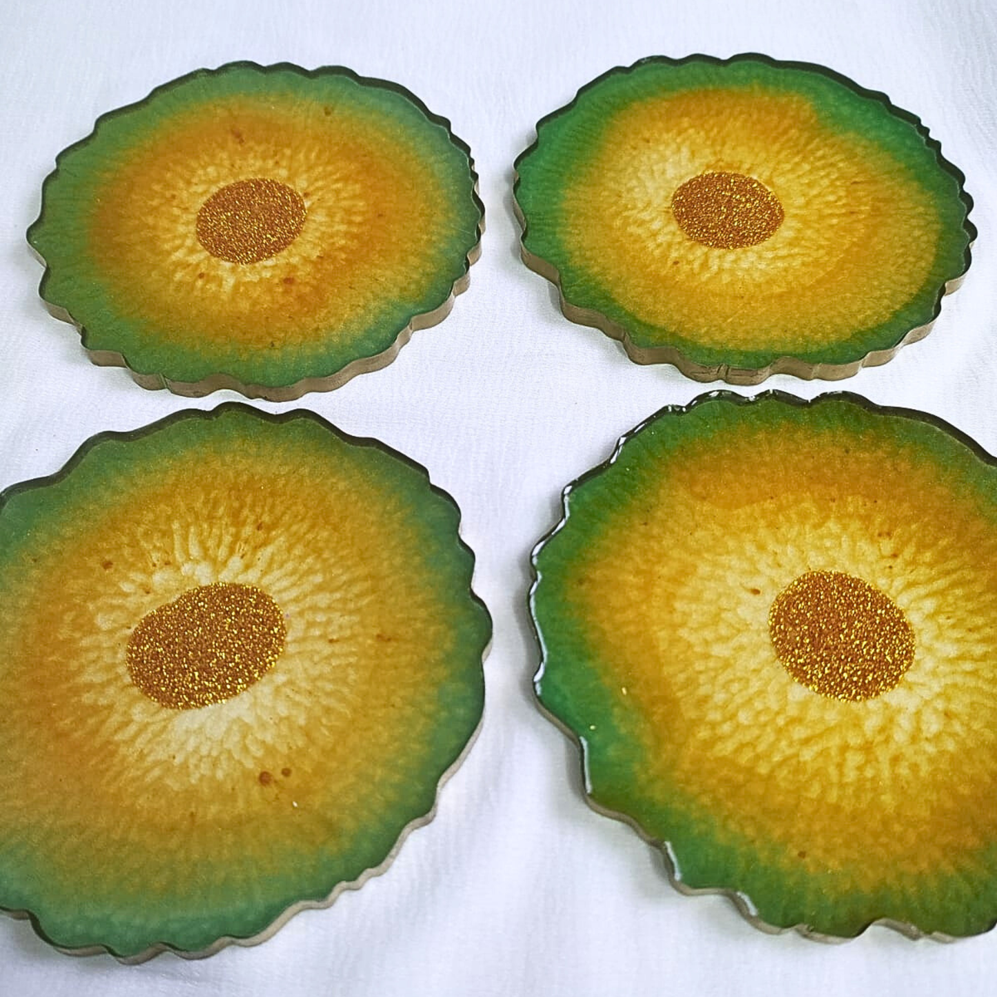 Sunset Bloom Resin Coaster Set (Set of 4)