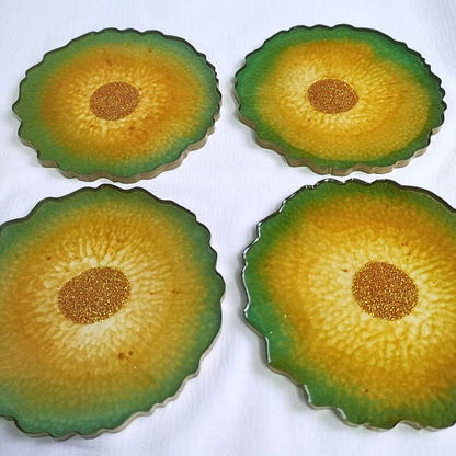 Sunset Bloom Resin Coaster Set (Set of 4)