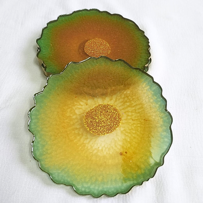 Sunset Bloom Resin Coaster Set (Set of 4)