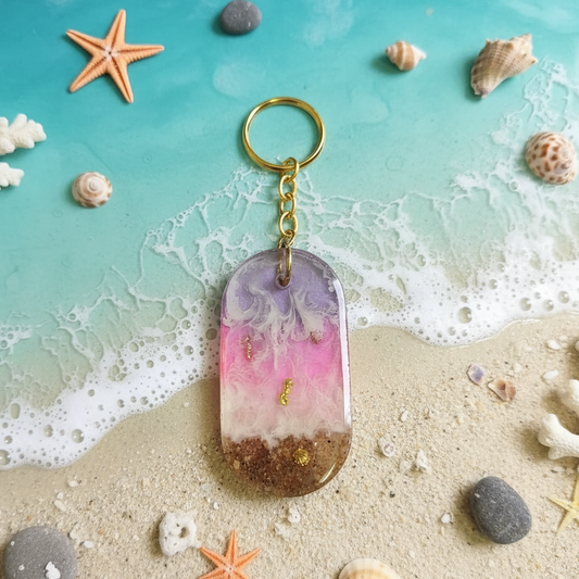 Pink Twilight Shore -  Resin Keychain