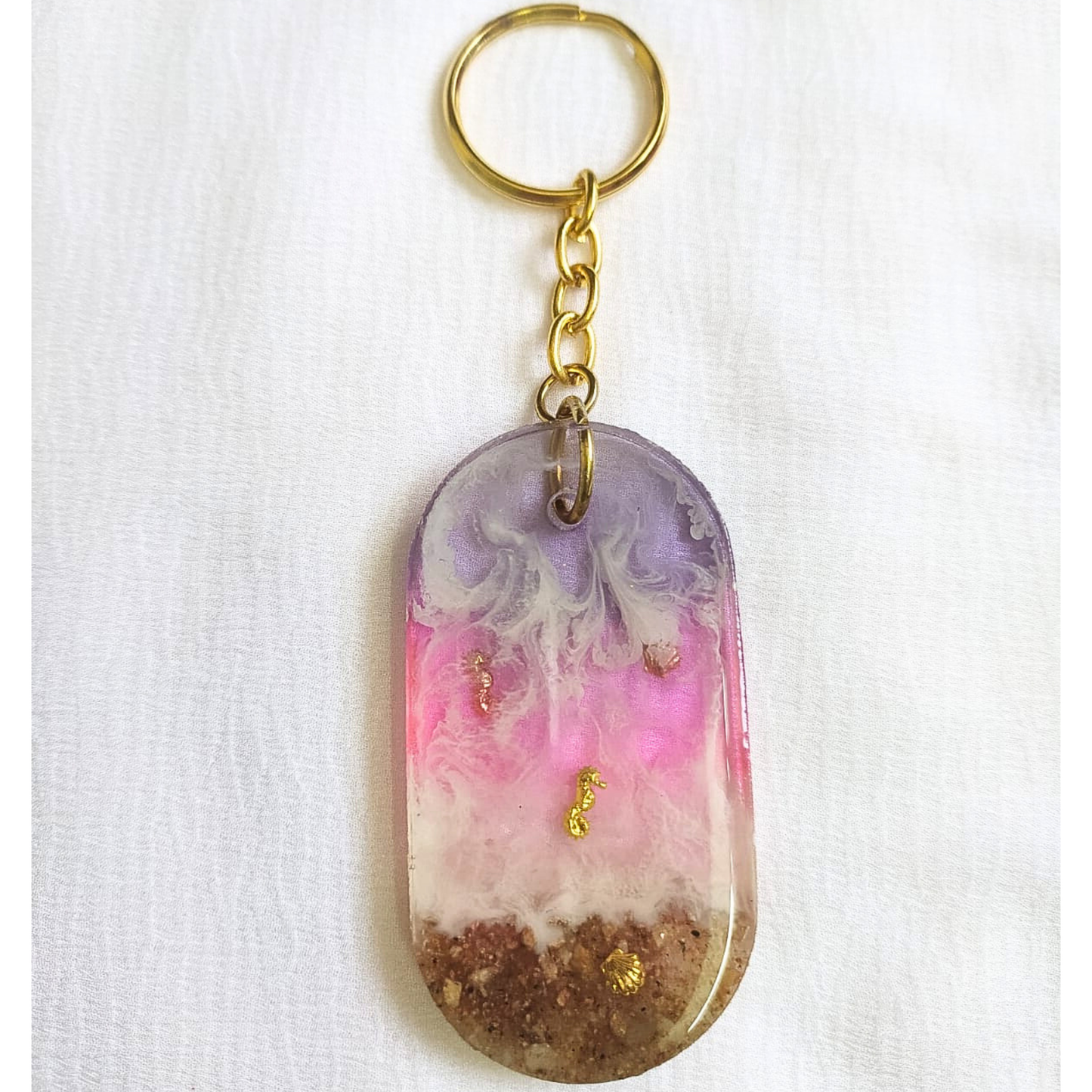 Pink Twilight Shore -  Resin Keychain