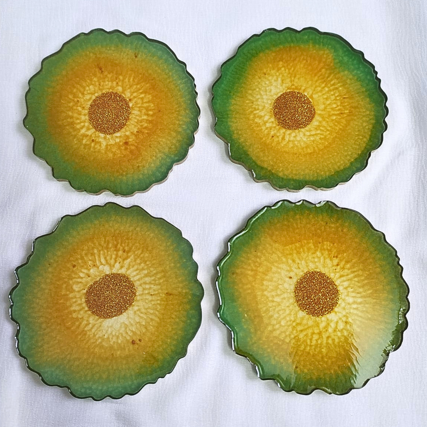 Sunset Bloom Resin Coaster Set (Set of 4)