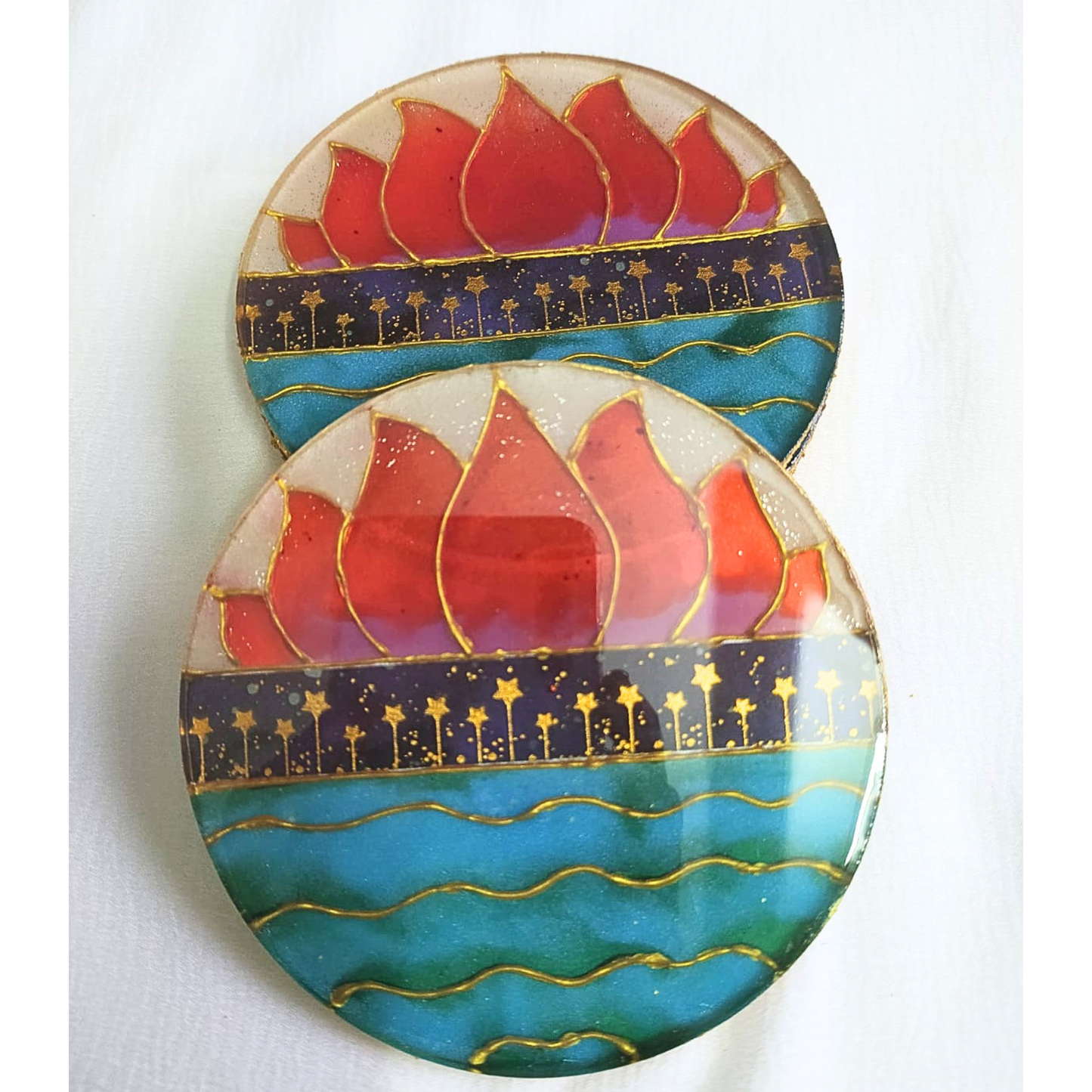 Lotus Dreams Resin Coaster  Set (Set of 4)