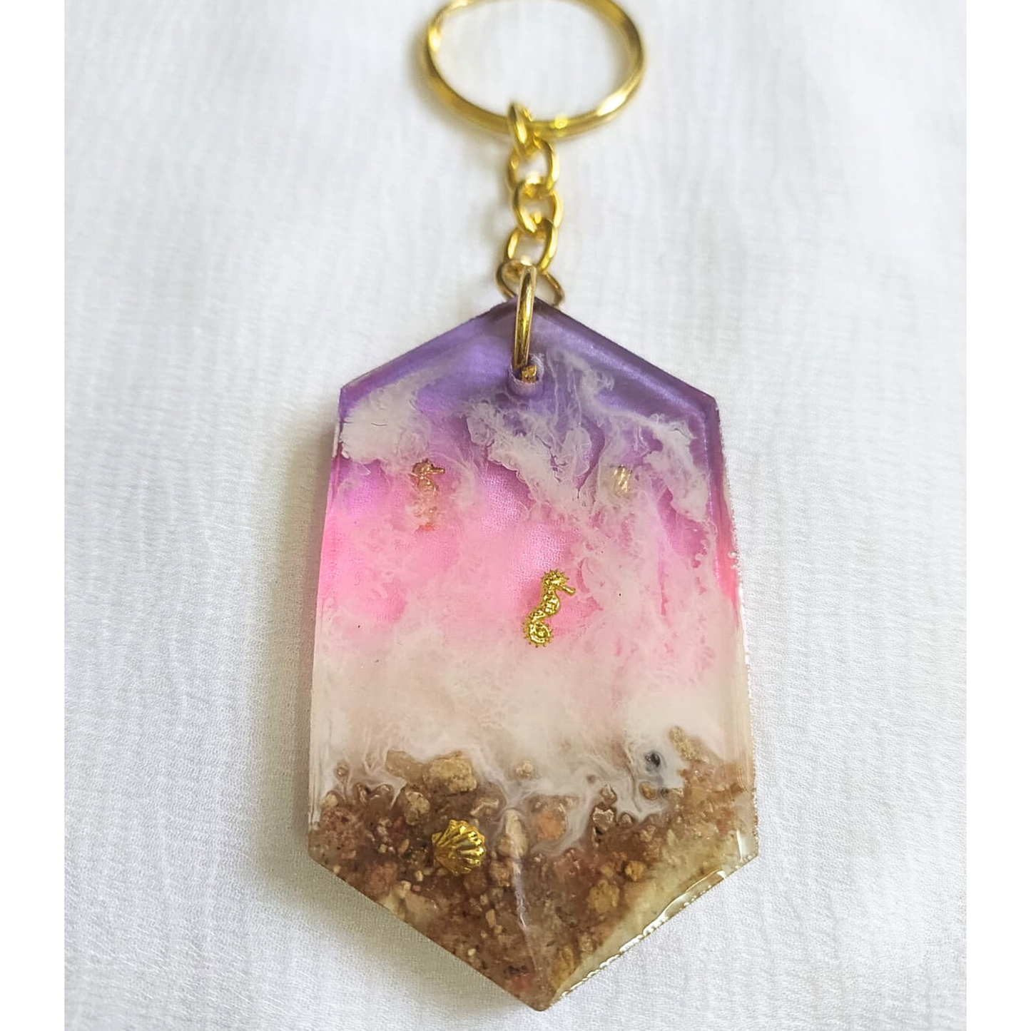 Pink Twilight Shore - Resin Keychain