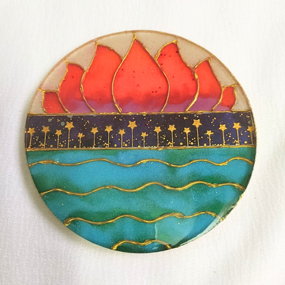 Lotus Dreams Resin Coaster  Set (Set of 4)