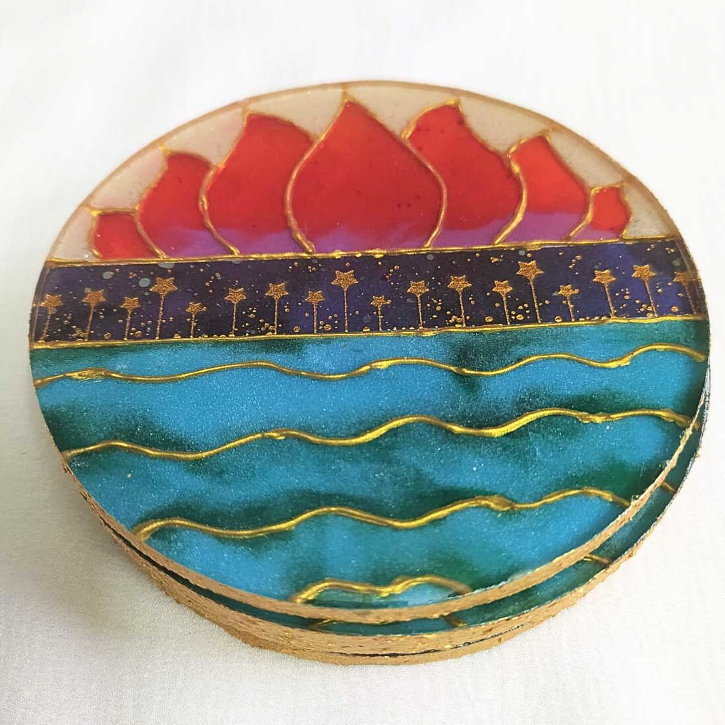 Lotus Dreams Resin Coaster  Set (Set of 4)