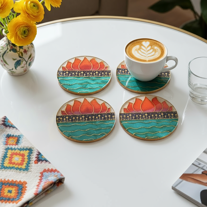 Lotus Dreams Resin Coaster  Set (Set of 4)