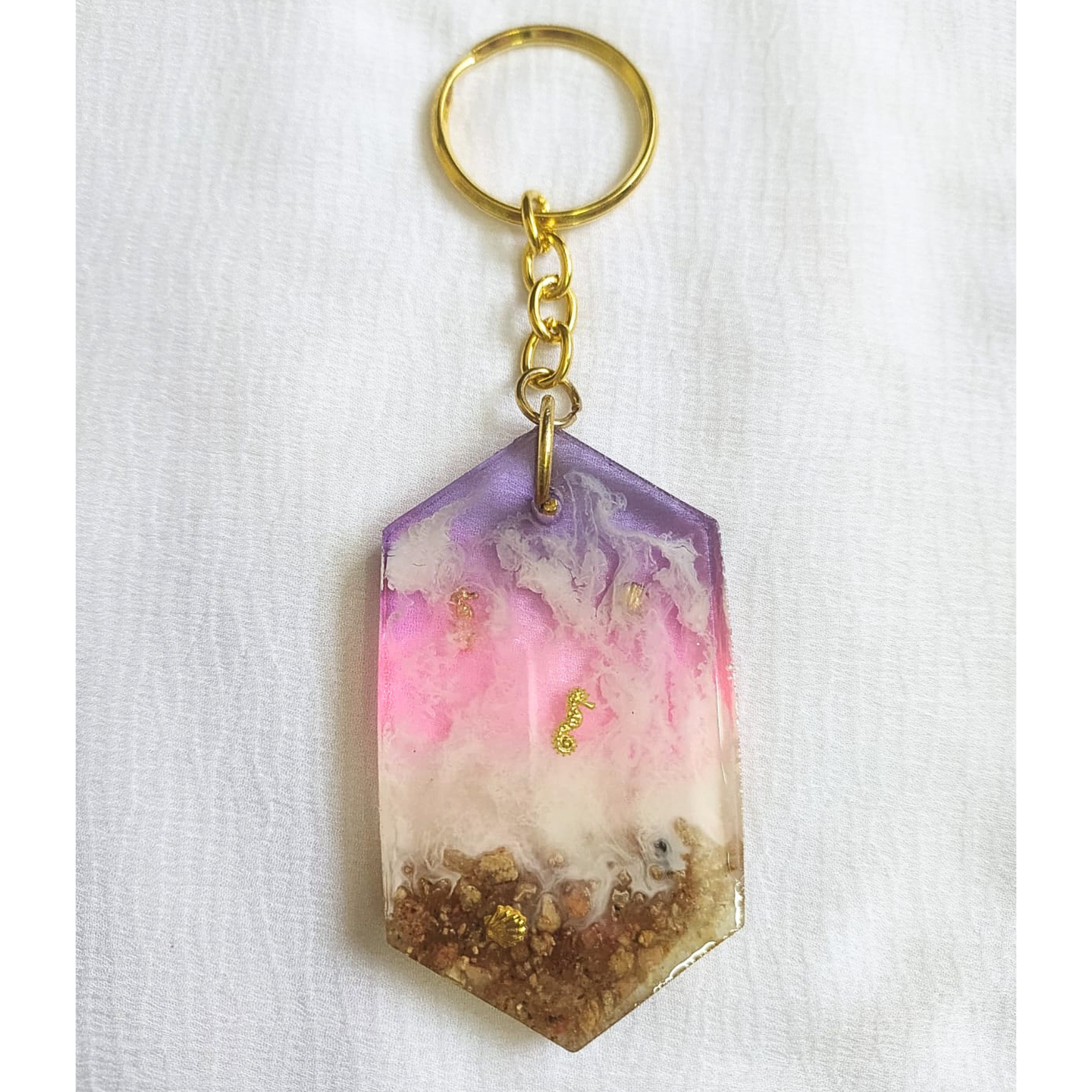 Pink Twilight Shore - Resin Keychain