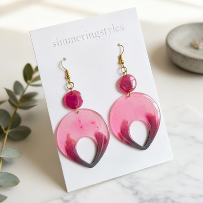 Pink Aurora - Resin Earrings