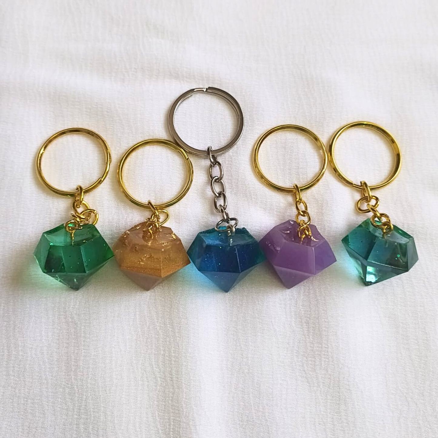 Gemstone Glow Resin Keychain Set (Set of 5)