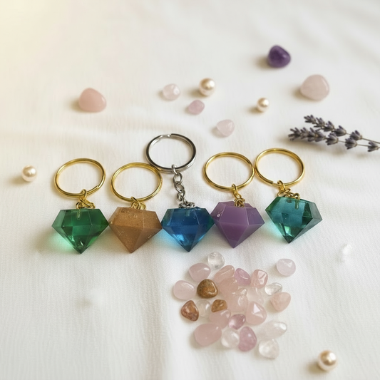 Gemstone Glow Resin Keychain Set (Set of 5)