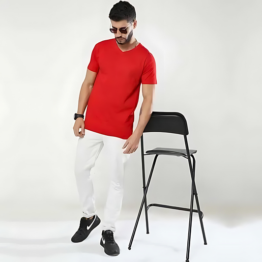Men's Plain V-Neck T Shirt